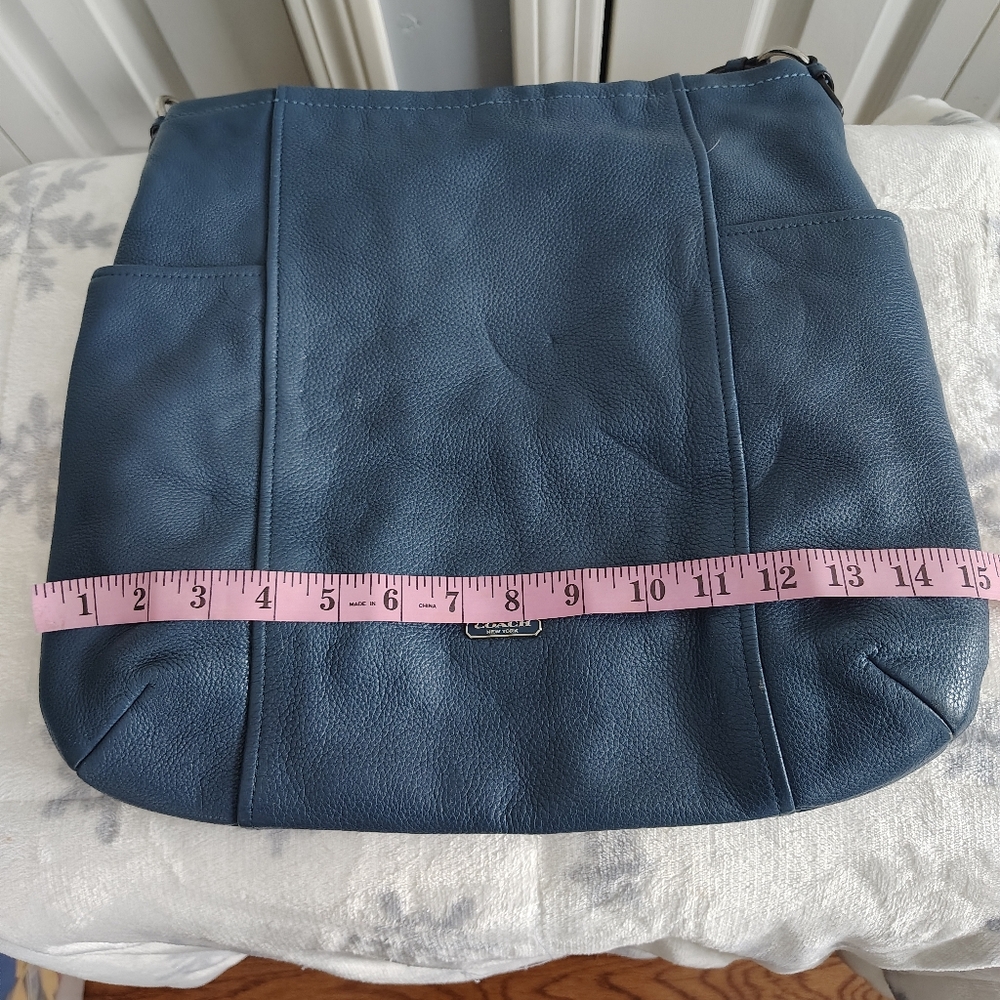 Coach Authentic Blue Leather Shoulder Bag With Crossbody Strap - Picture 7 of 12